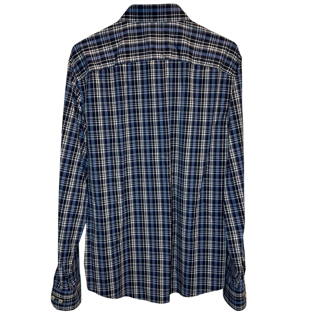 UNTUCKit Men's X Large Slim Fit Blue Plaid Button Down Shirt Long Sleeve - Picture 3 of 4